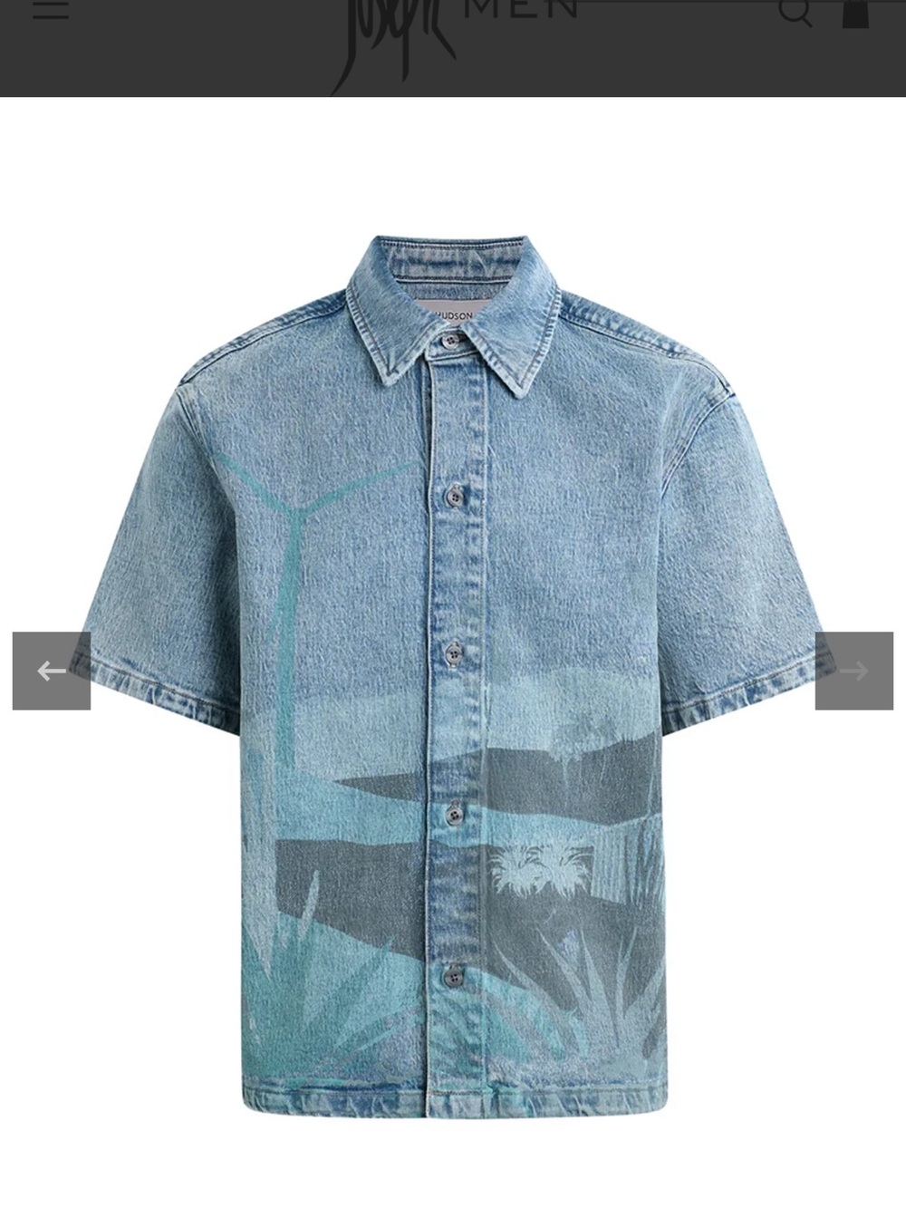 Hudson Jeans Light Blue Denim Short Sleeve Button-Up